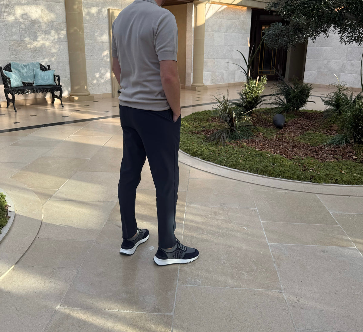 Transitional navy pants