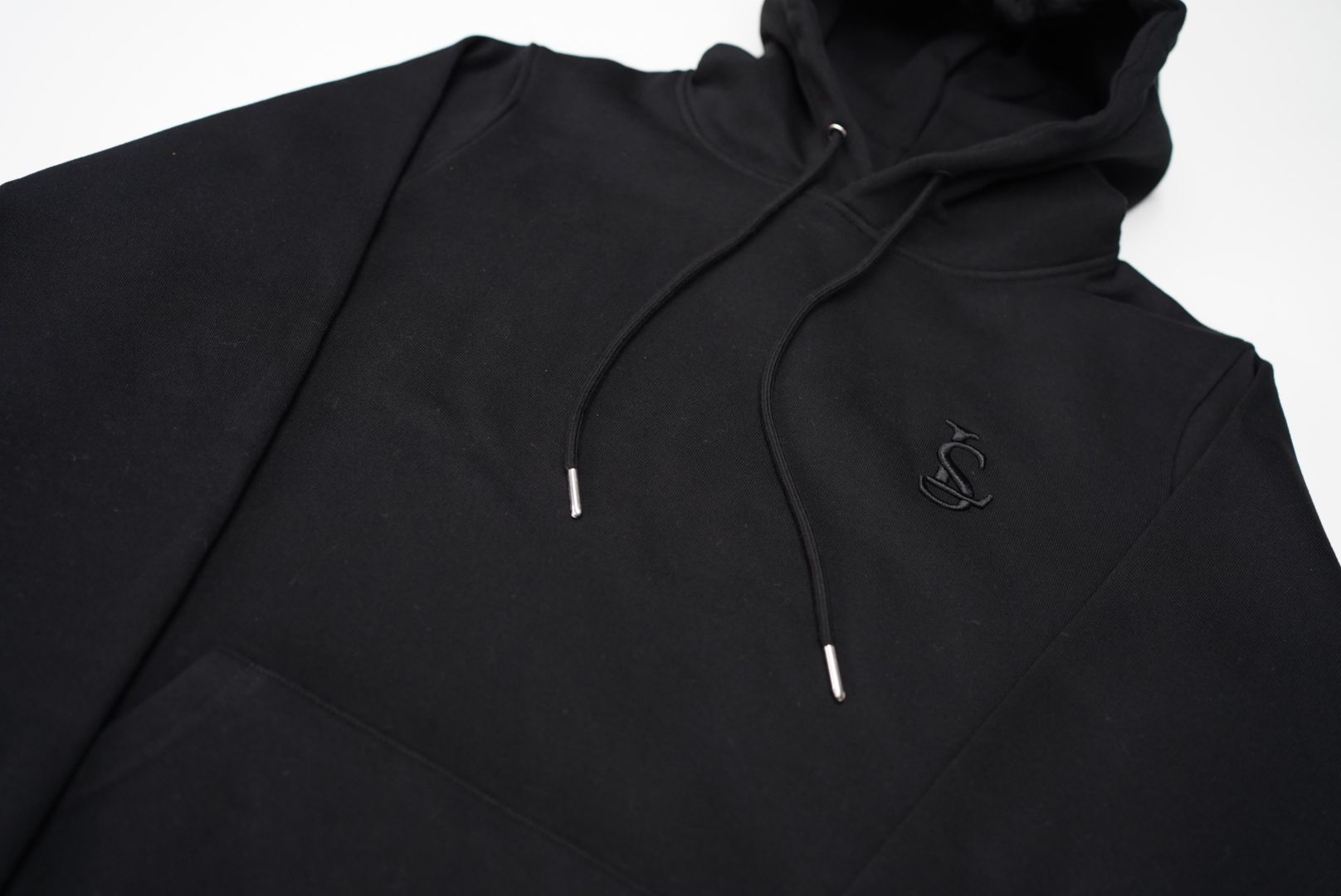 Kids Black LS Embroidered Hoody