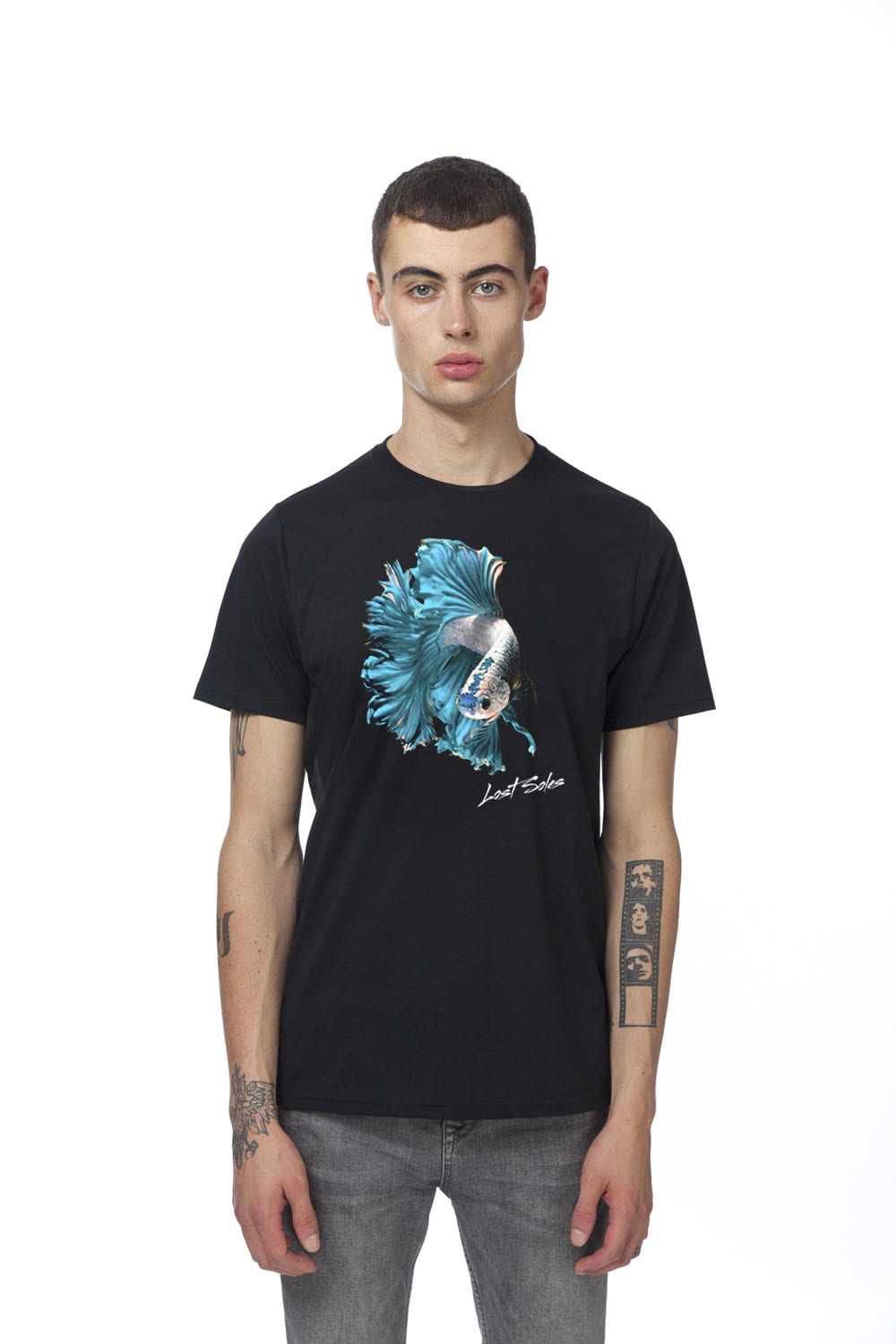 Black Neon Fighting Fish T-Shirt (Black Label)