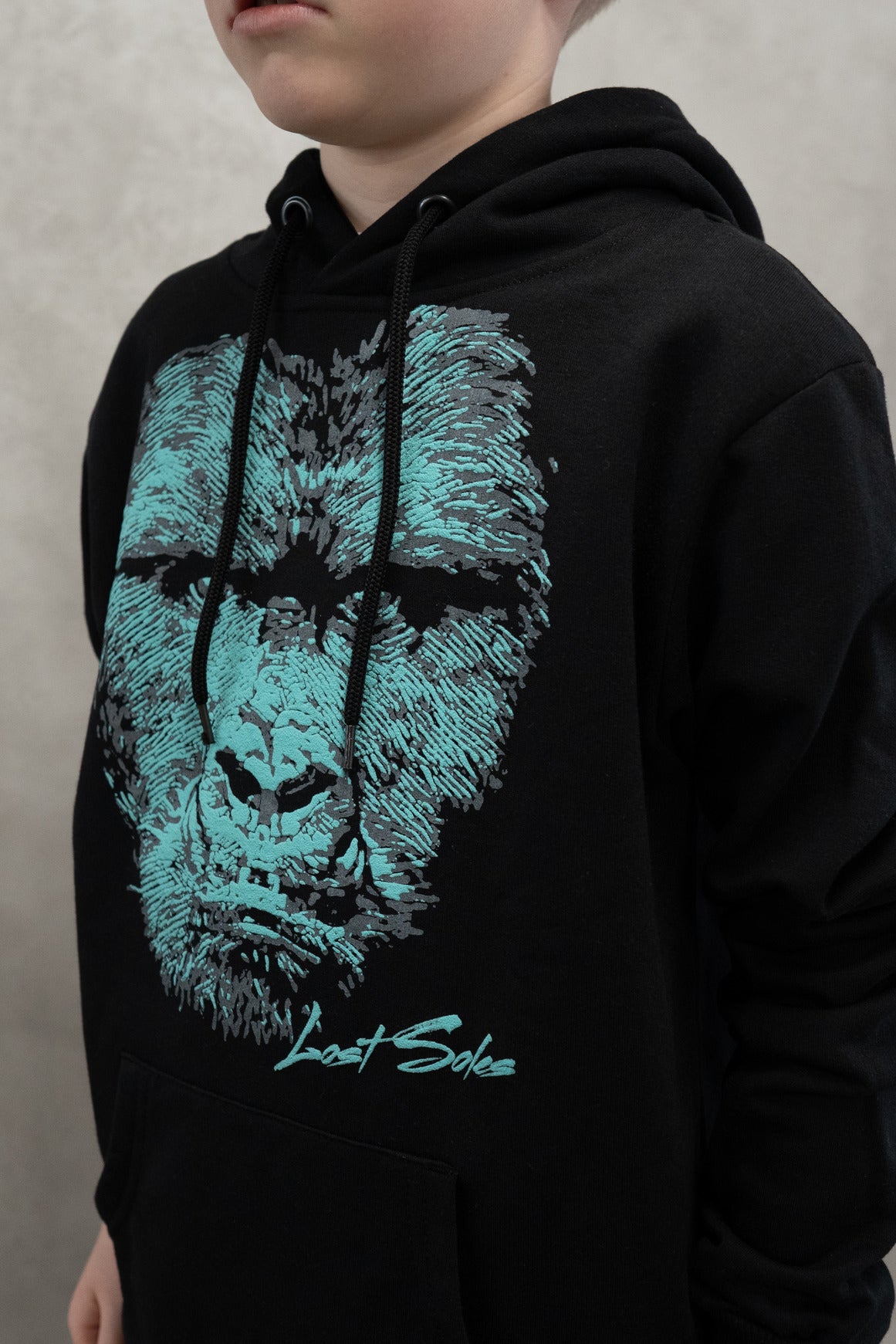 Kids Turquoise Gorilla Hoody Black
