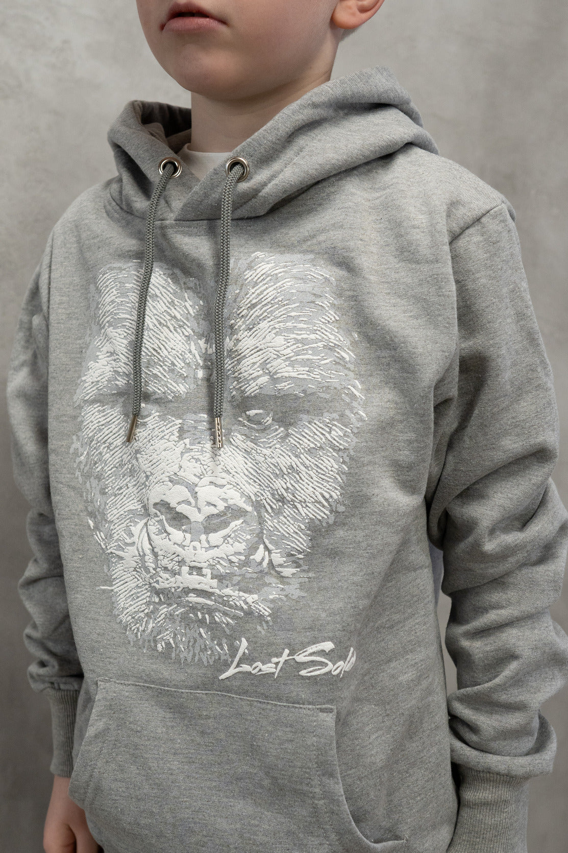 Kids White Gorilla Hoody Grey