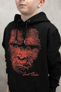 Kids Neon Red Gorilla Hoody Black