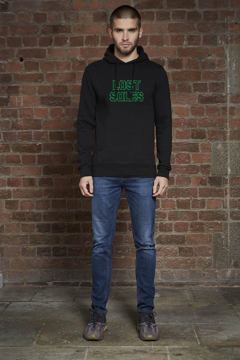 Embroidered Logo Black Hoody