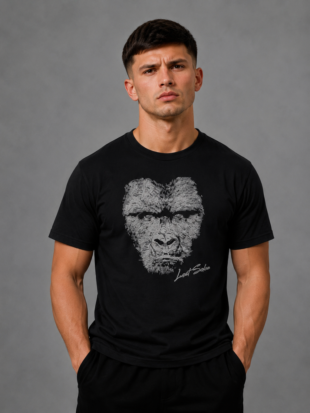 Gorilla T shirt, Battleship grey