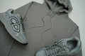 Kids Grey LS Embroidered Hoody