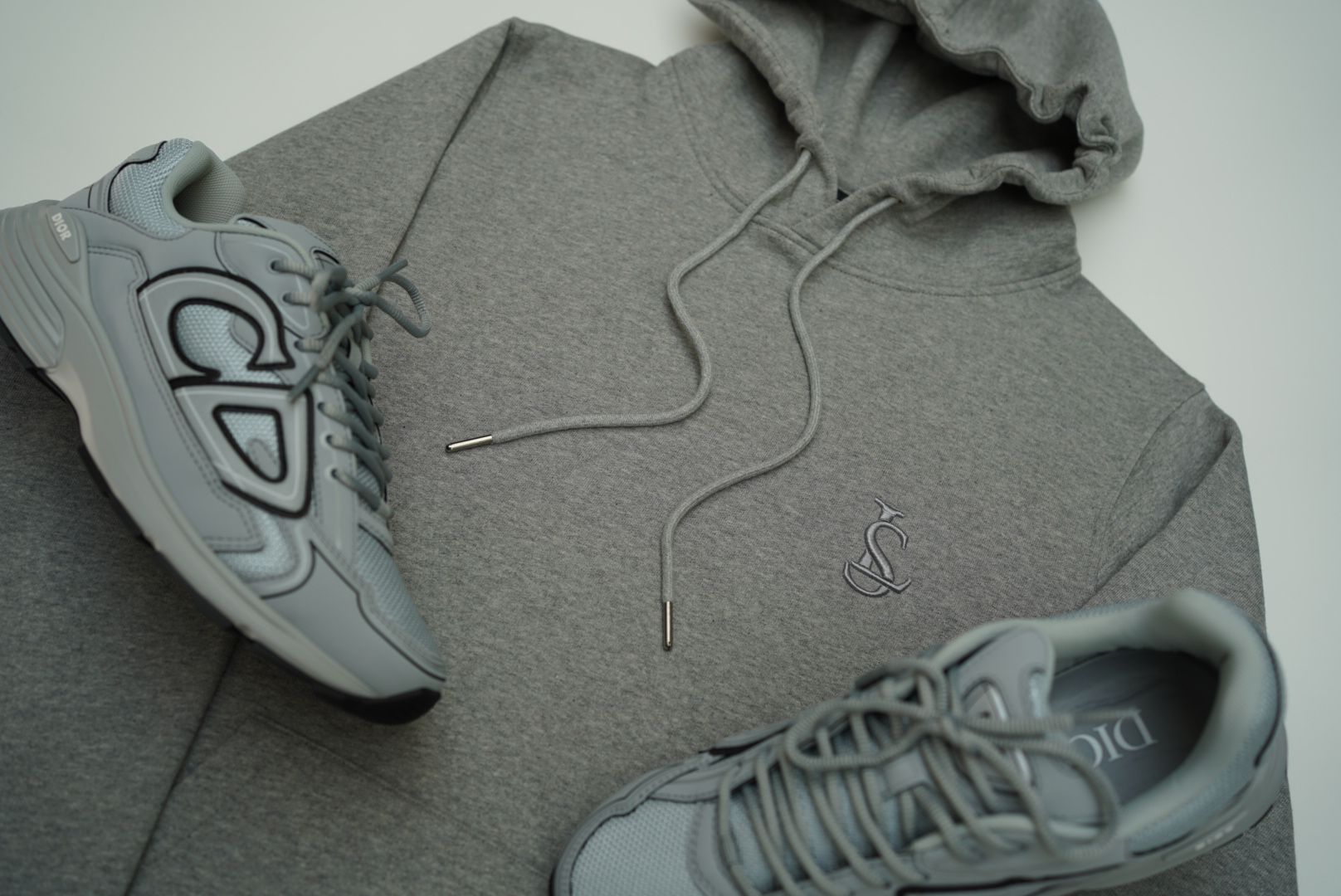 Kids Grey LS Embroidered Hoody
