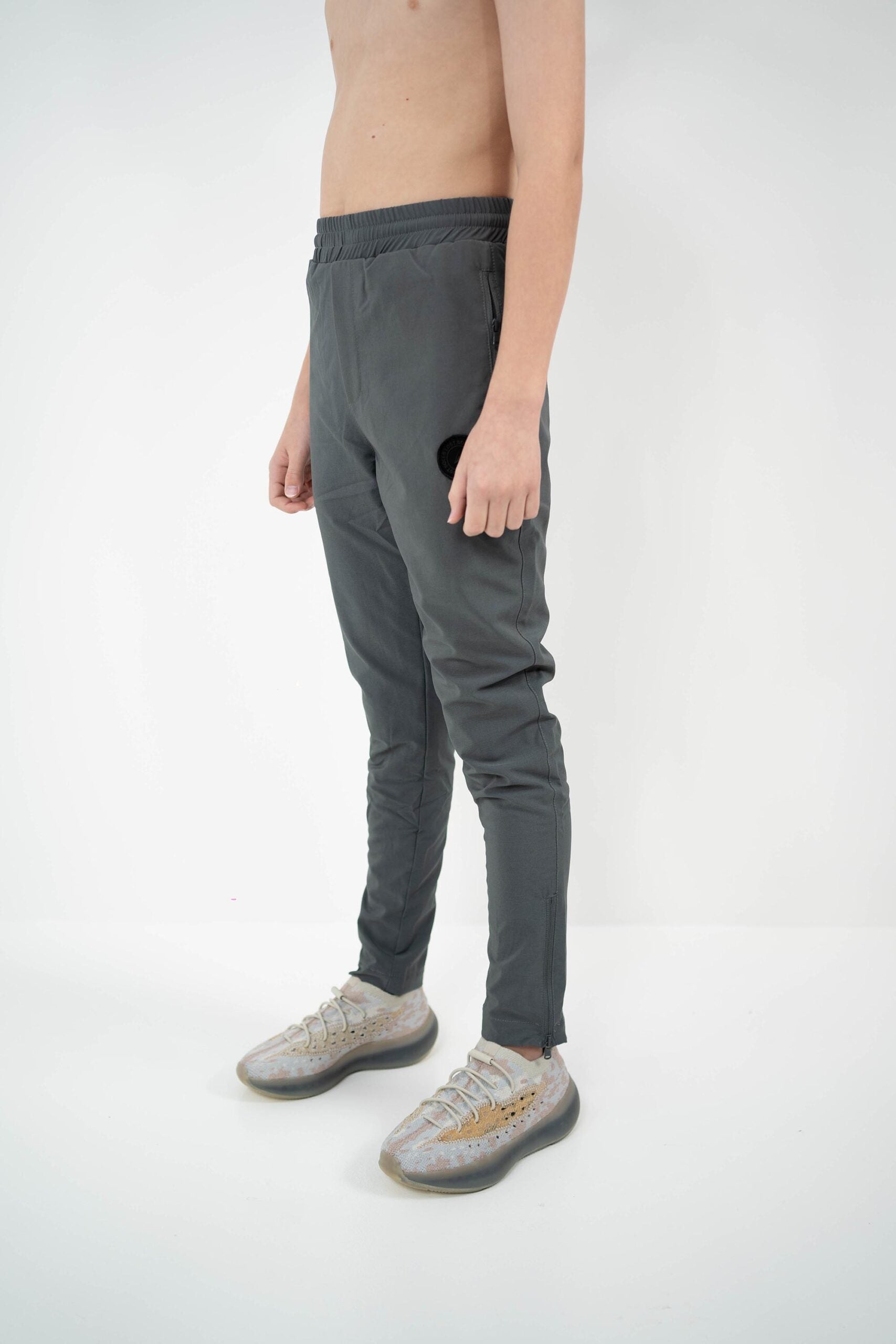 Kids Grey Nylon Track Pants