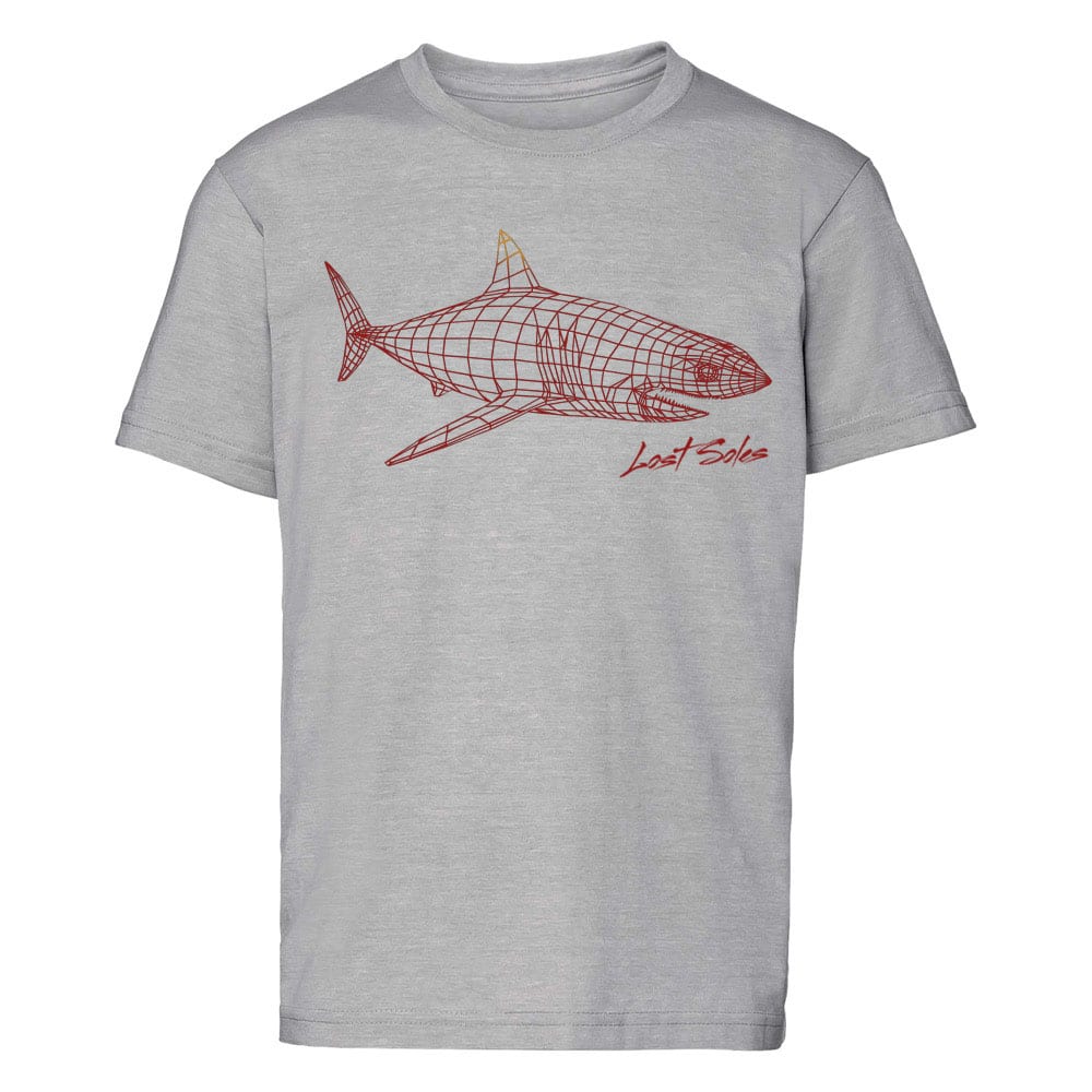 Kids Shark T Shirt Silver Marl