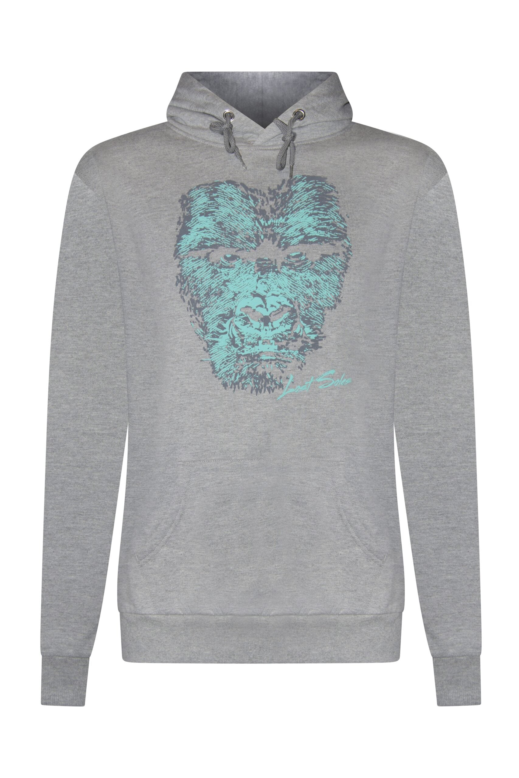 Mens Turquoise Gorilla Hoody Grey