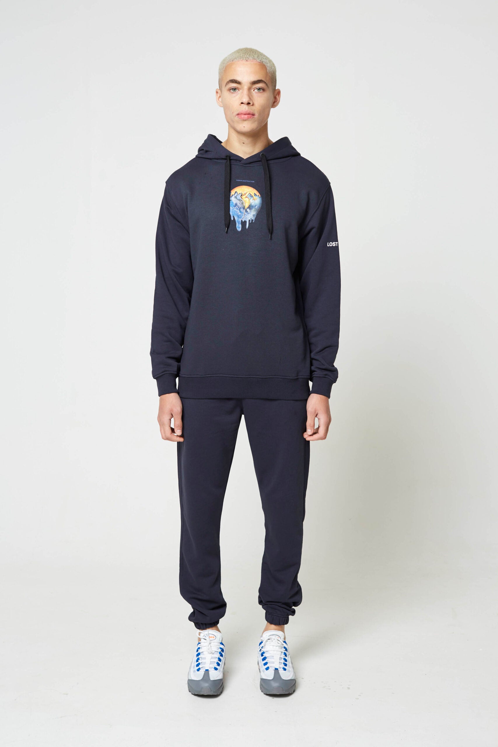 Navy Human Destruction Oversized Hoody