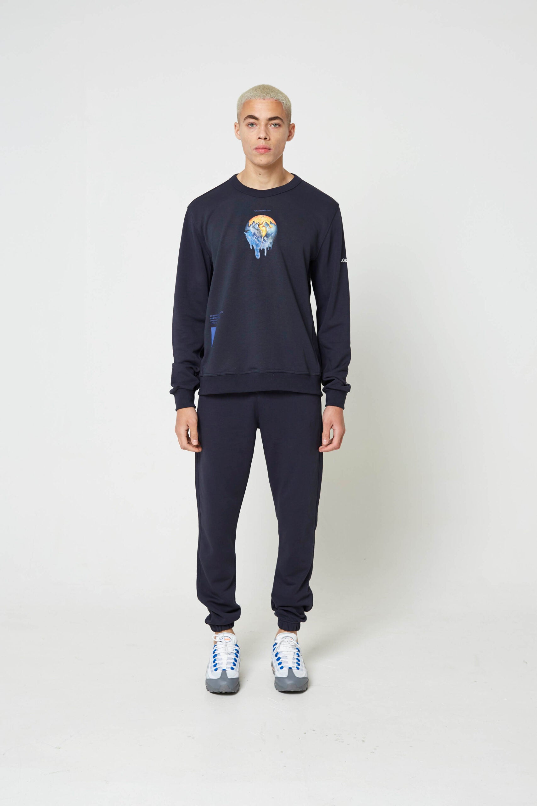 Navy Human Destruction Oversized Jumper