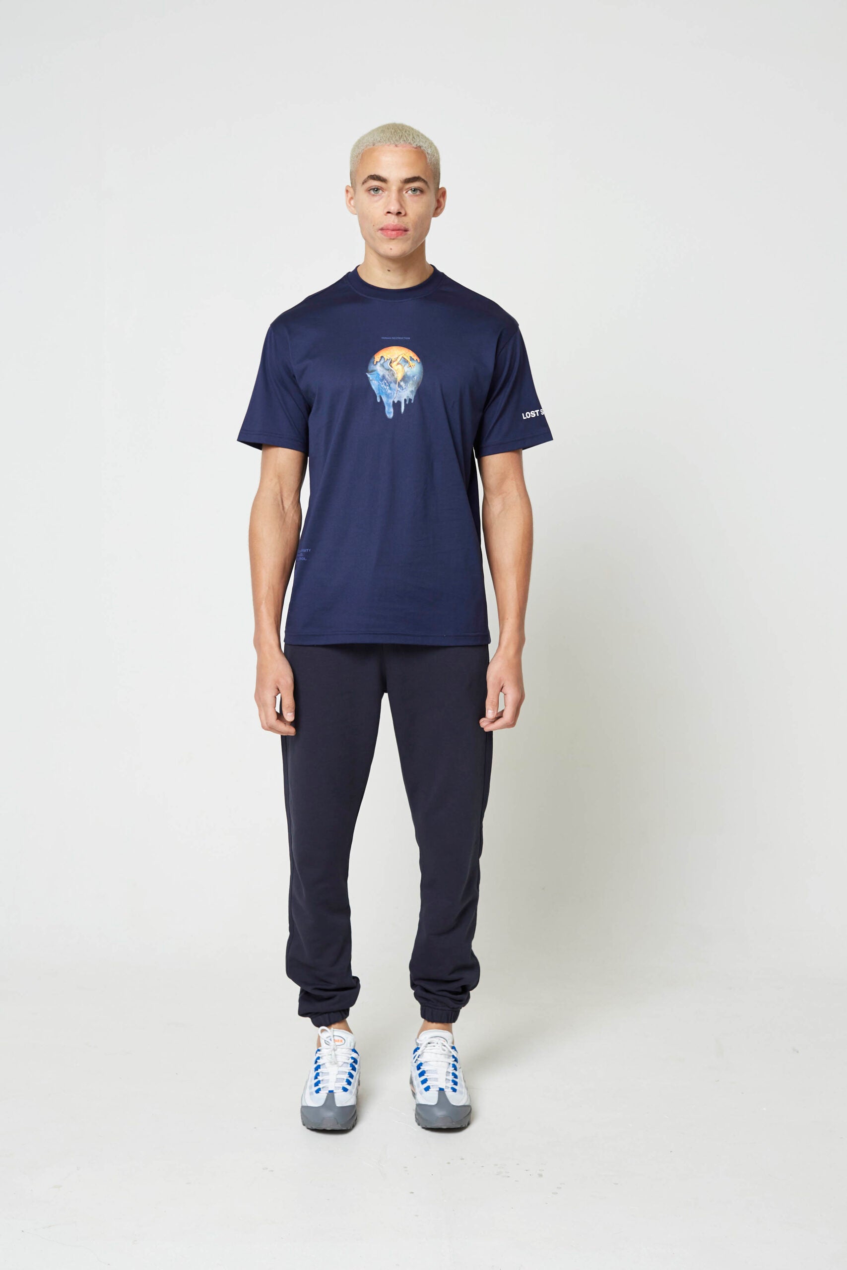 Navy Human Destruction Oversized Tshirt