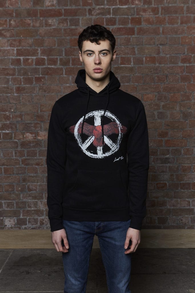 Peace and Bird Black Hoody