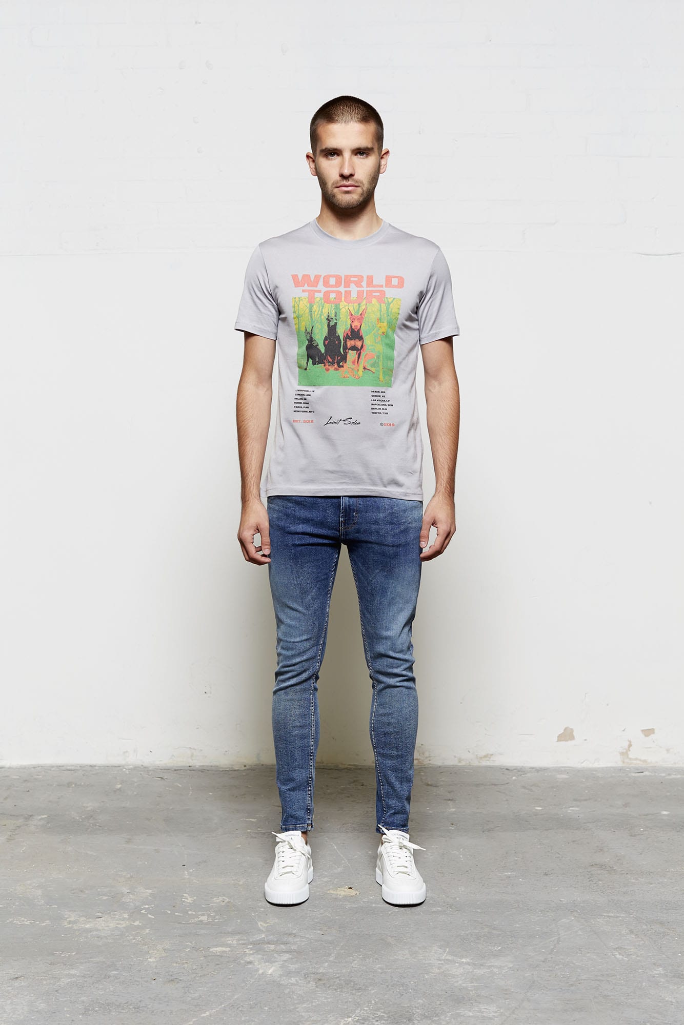 World Tour Doberman Off Grey TShirt
