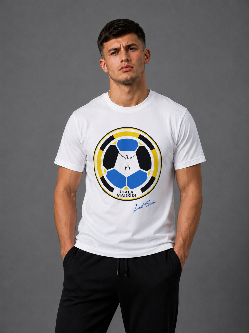 Mens Hala Madrid Tshirt White (Black Label)