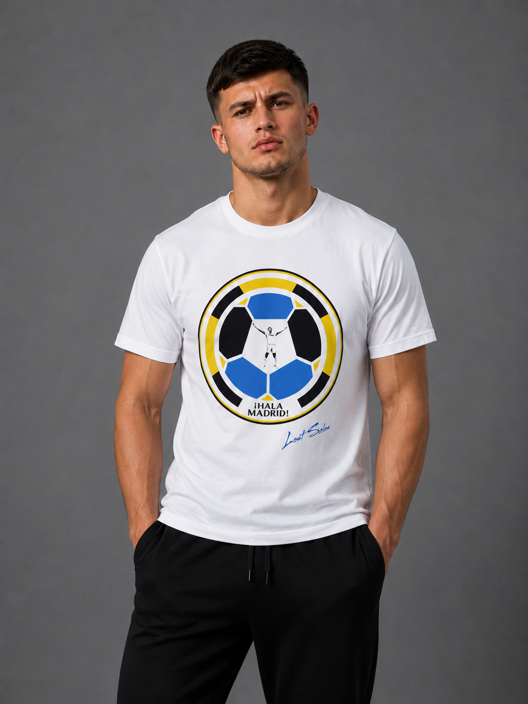 Mens Hala Madrid Tshirt White (Black Label)