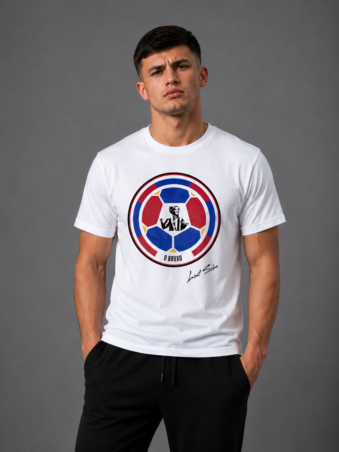 Mens Ronaldinho Tshirt White (Black Label)