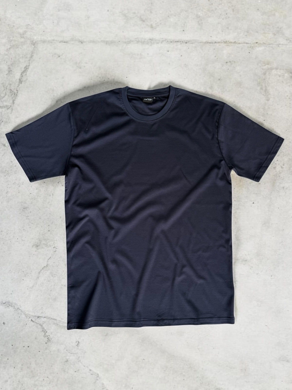 Navy luxury mercerised T shirt