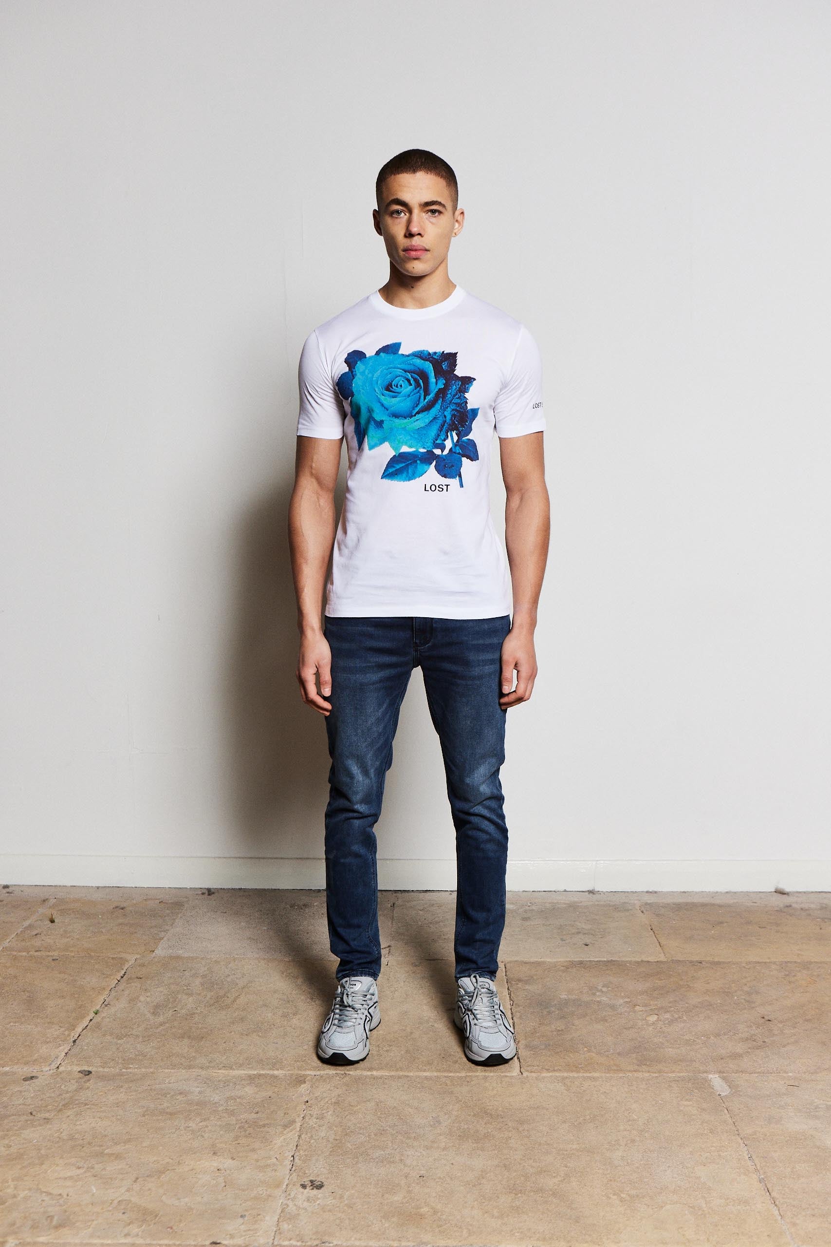 White Indigo Rose Luxury Tshirt