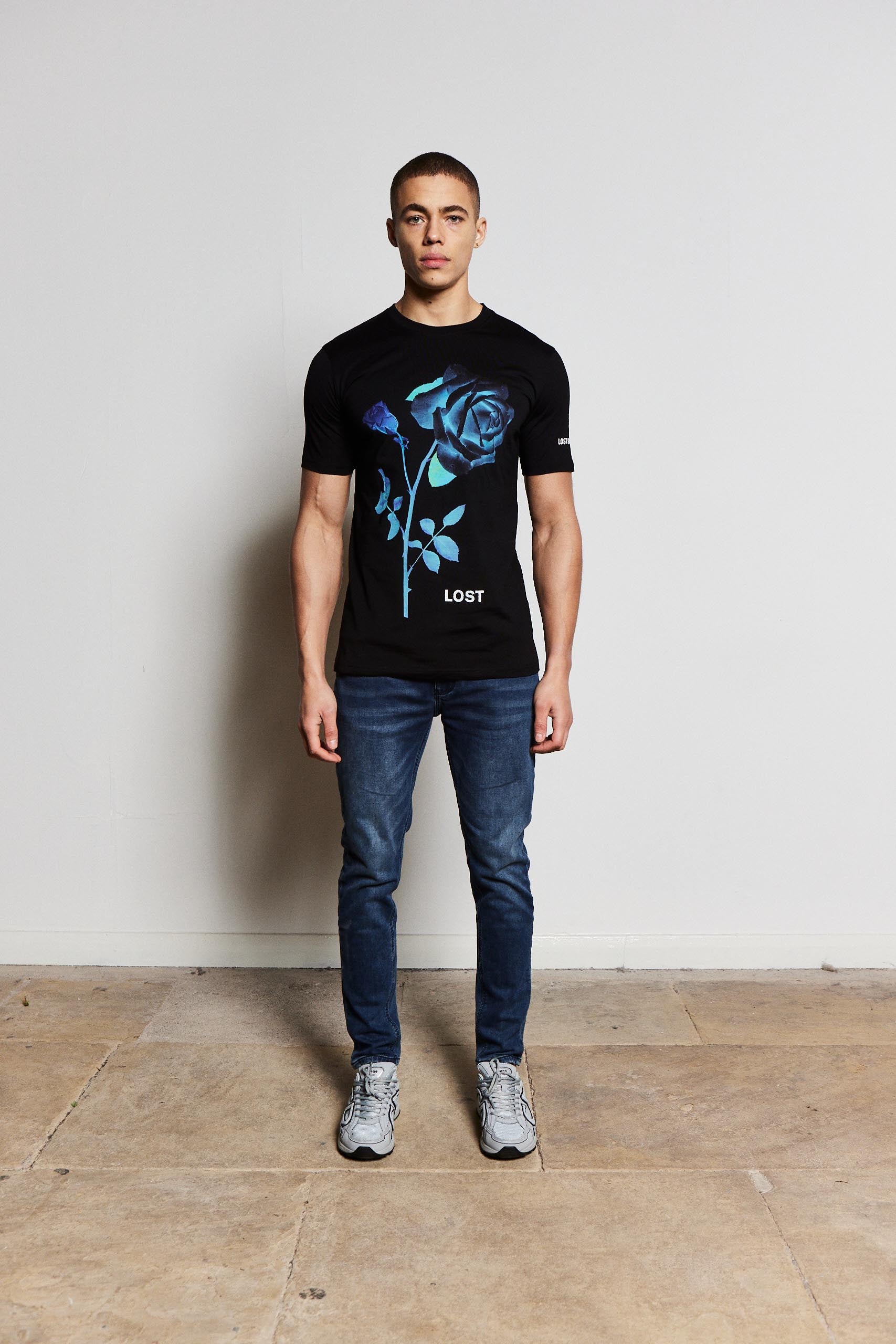 Black Rose Luxury Tshirt (Blue Design)