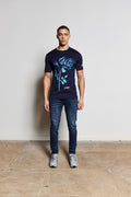 Navy Rose Luxury Tshirt (Blue Design)