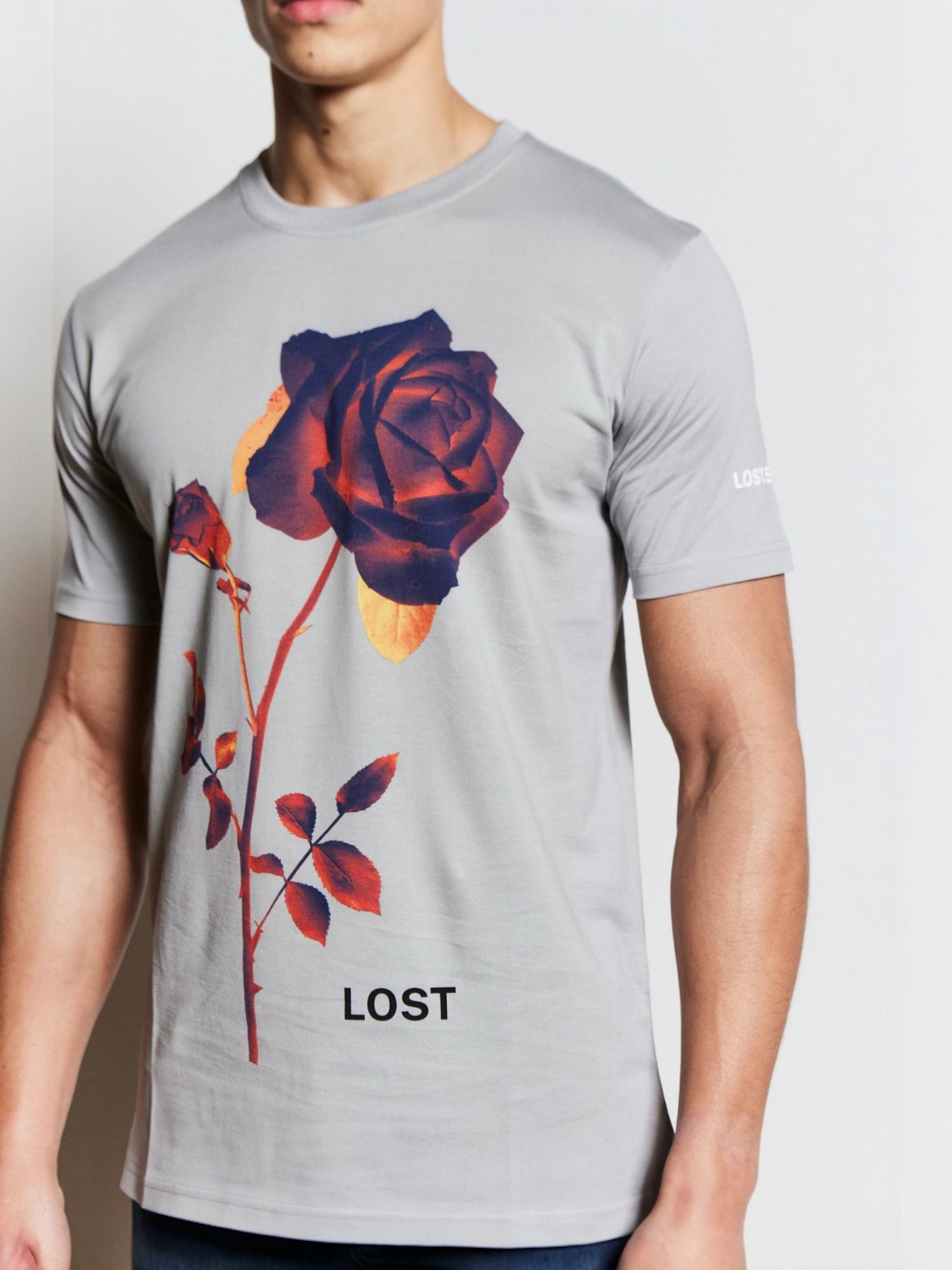 Grey Rose Luxury Tshirt (Red Design)