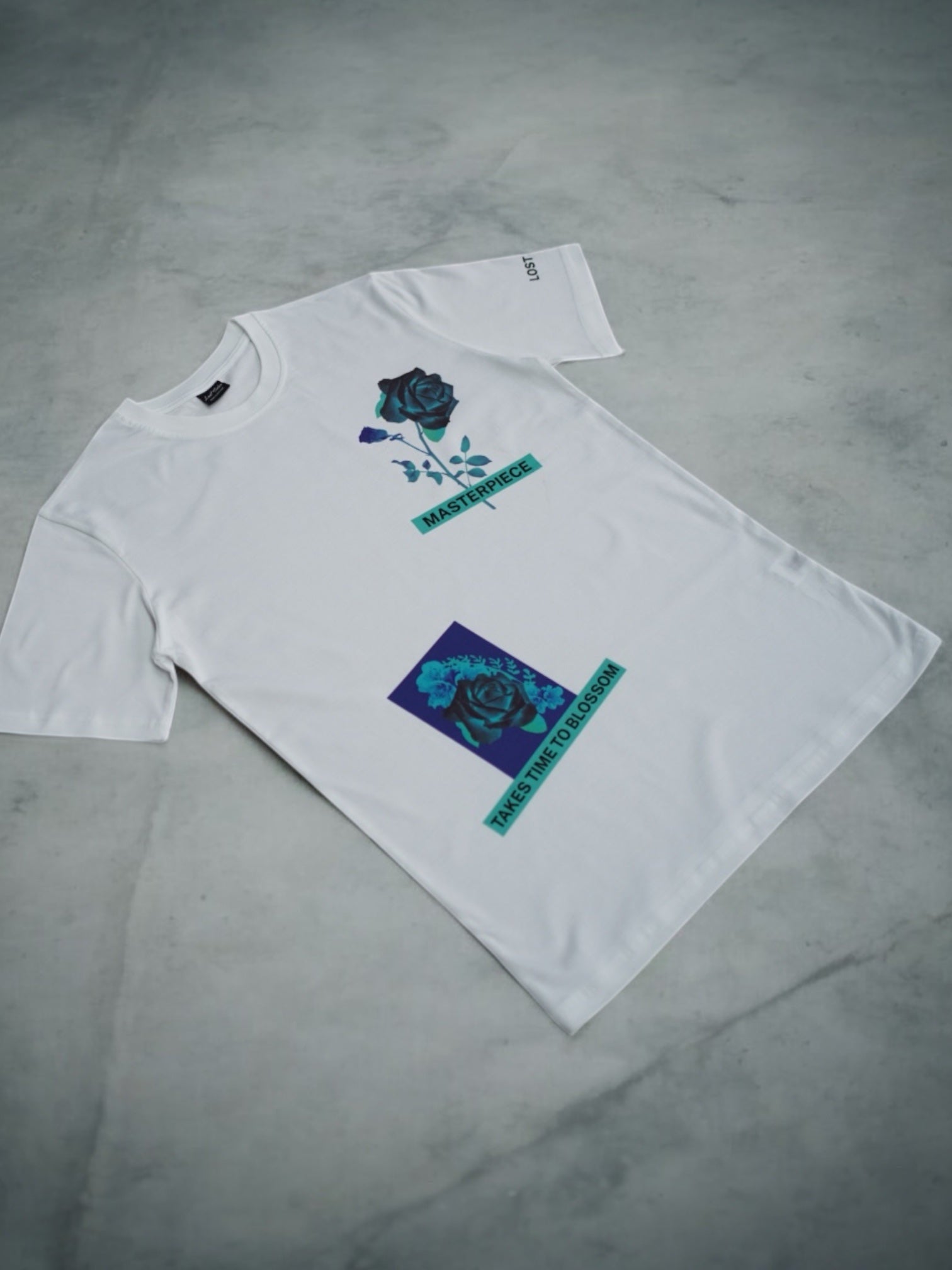 White Masterpiece Luxury Tshirt (Blue Design)