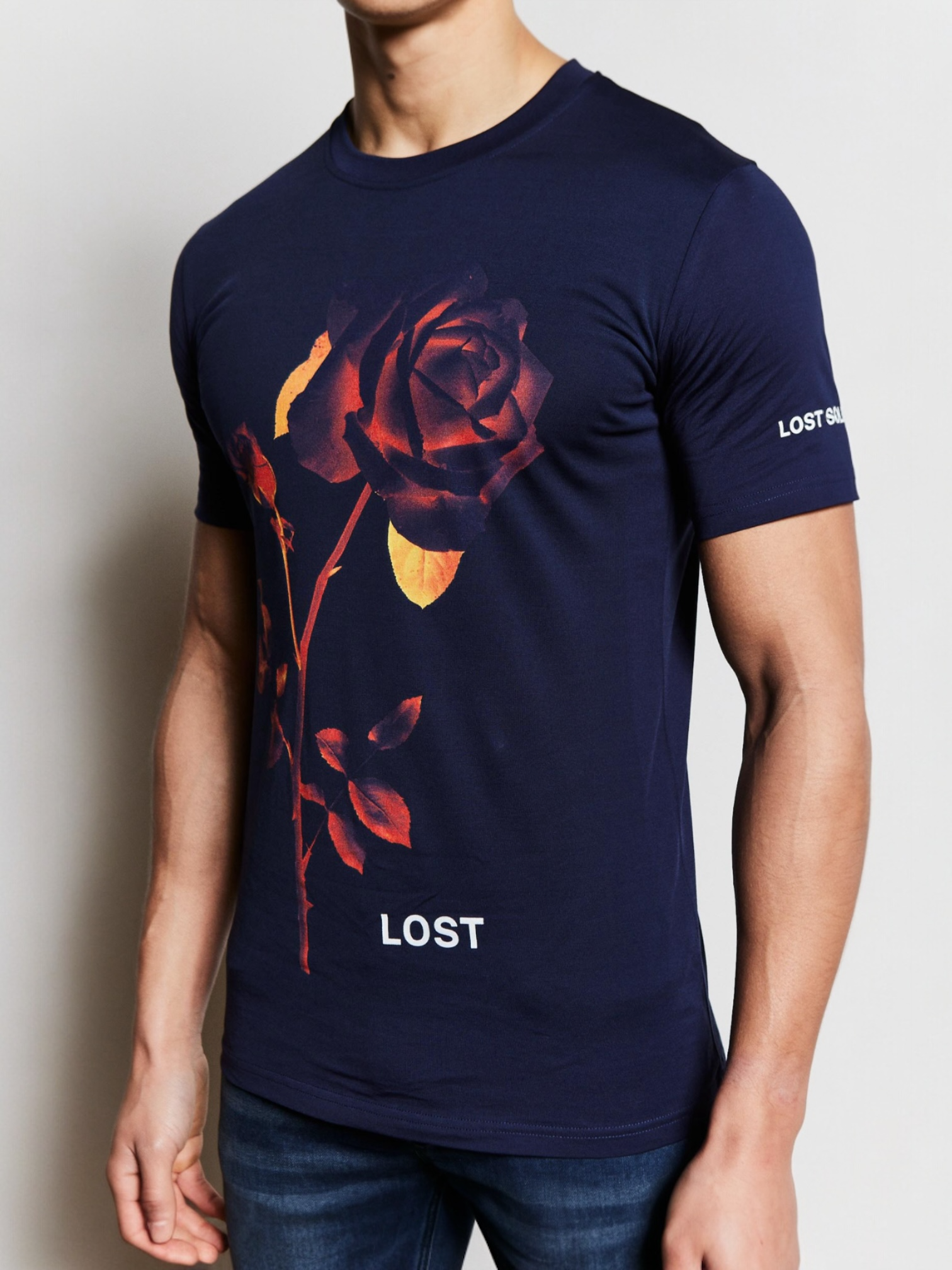 Navy Rose Luxury Tshirt (Red Design)