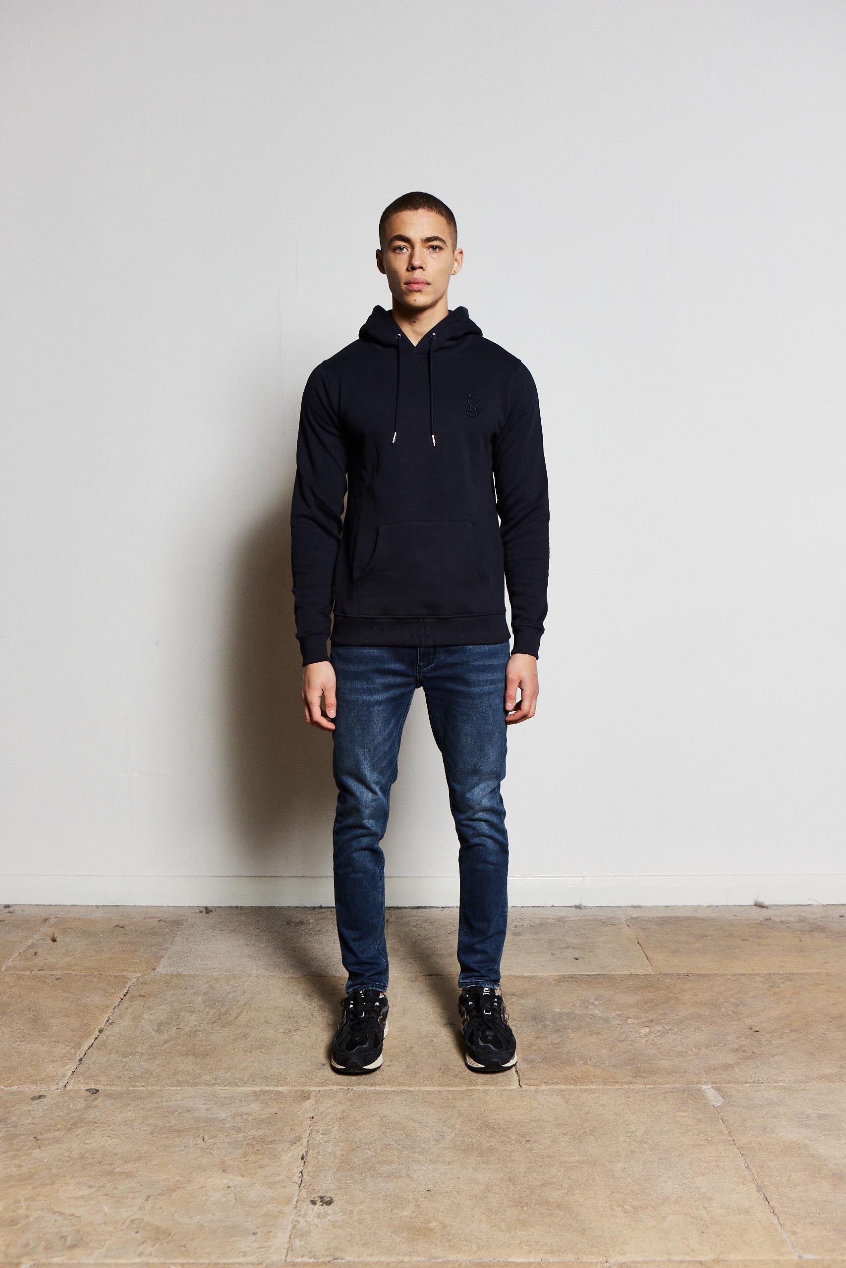 Embroidered Navy LS Hoody